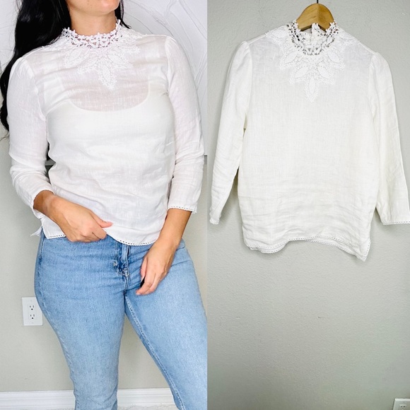 Zara Linen Crochet Top - Picture 3 of 16